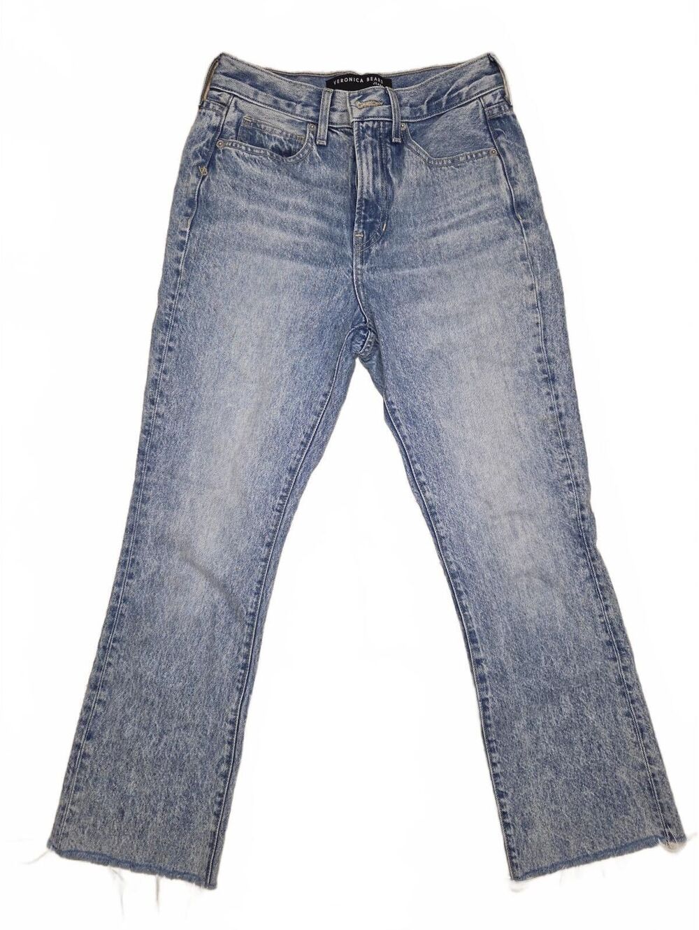 Veronica Beard Carly Kick Flare High Rise Pebble Stone Jeans Size 24